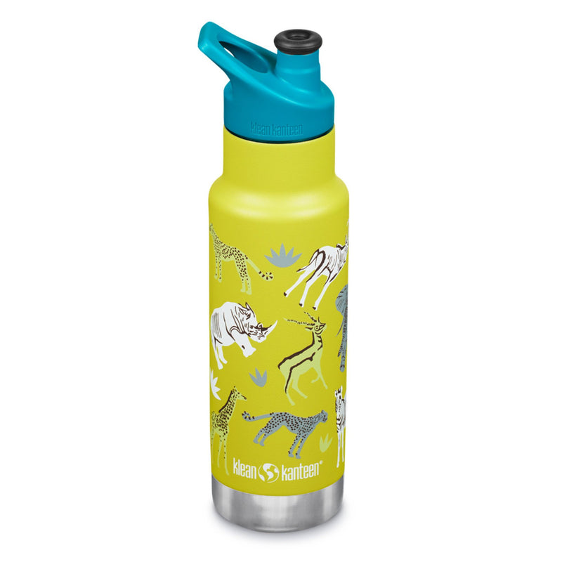 Botella térmica Classic infantil Klean Kanteen con tapa Sport 12oz (355ml) Verde claro estampado