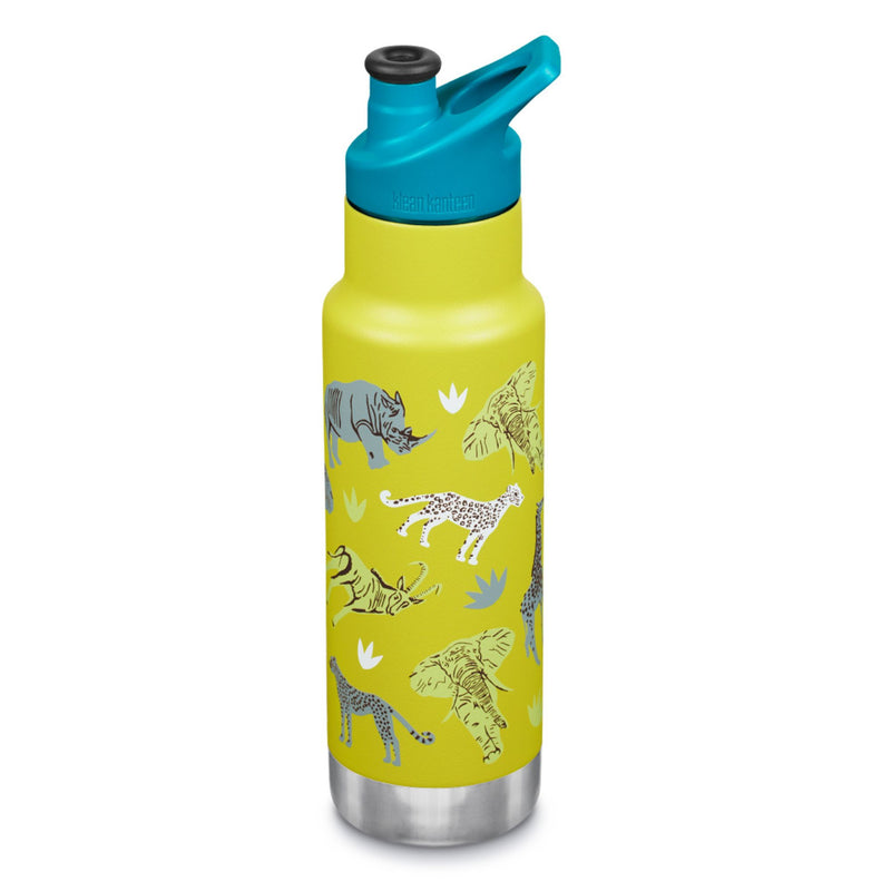 Botella térmica Classic infantil Klean Kanteen con tapa Sport 12oz (355ml) Verde claro estampado