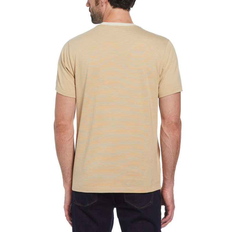 Camiseta jacquard textura raya beige