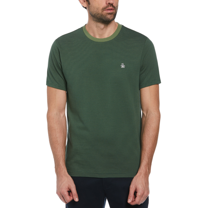 Camiseta jacquard textura raya verde