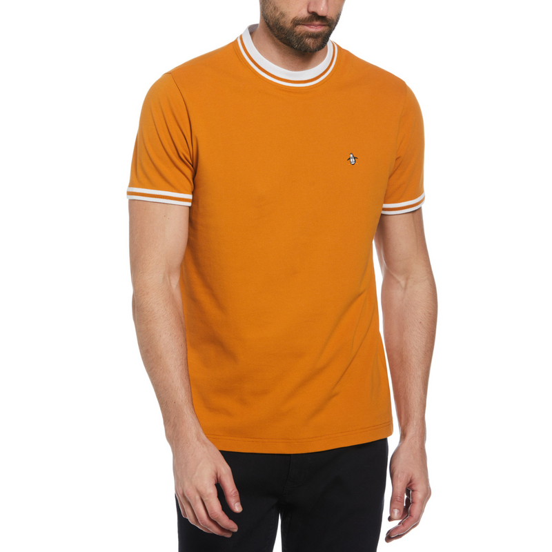 Camiseta piqué orgánico puntero acanalado naranja