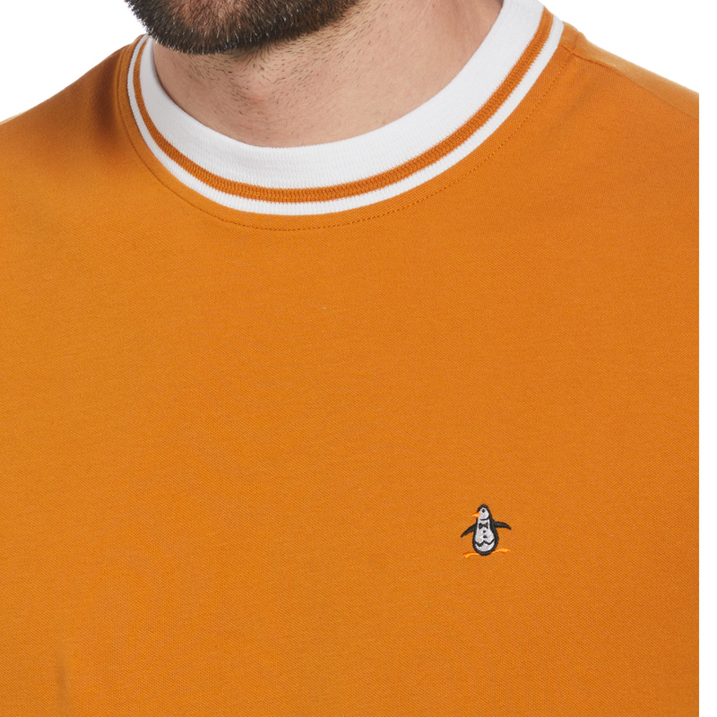 Camiseta piqué orgánico puntero acanalado naranja