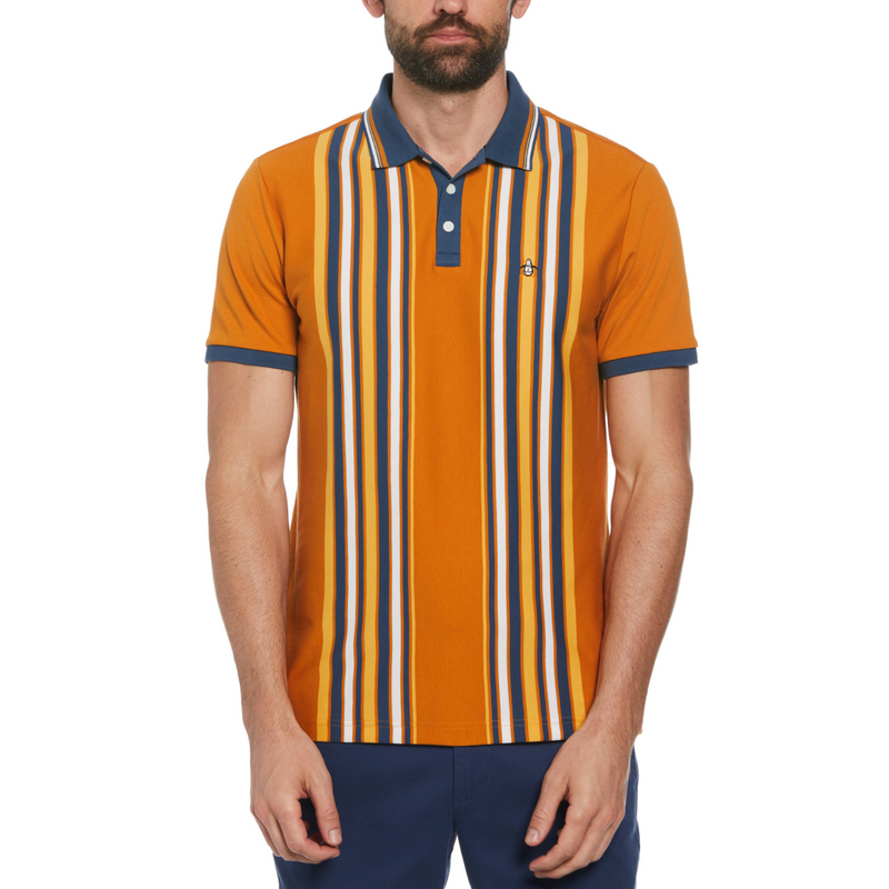 Polo Interlock bowling stripe naranja