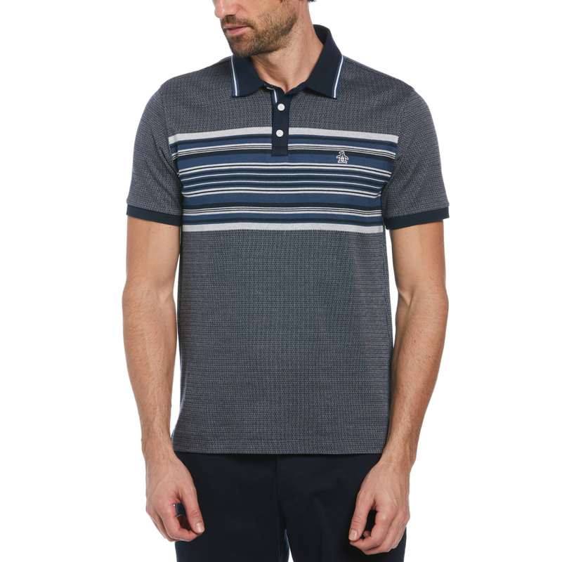 Polo jacquard eng stripe azul oscuro