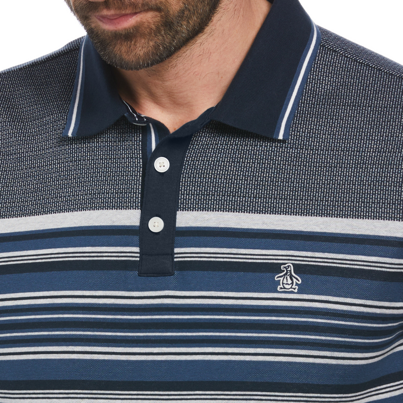 Polo jacquard eng stripe azul oscuro