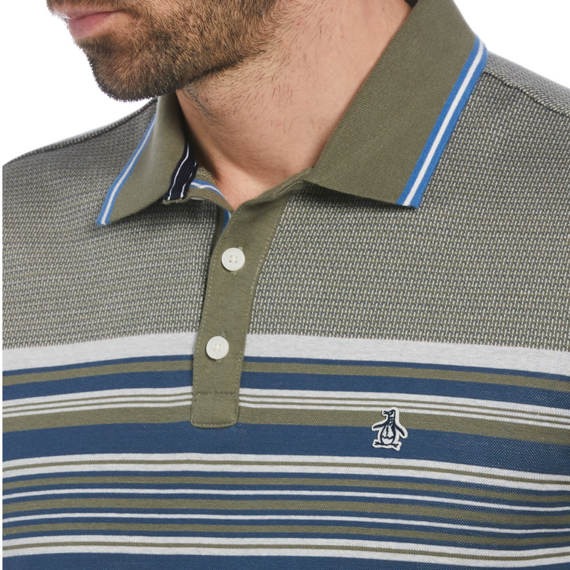 Polo jacquard eng stripe verde