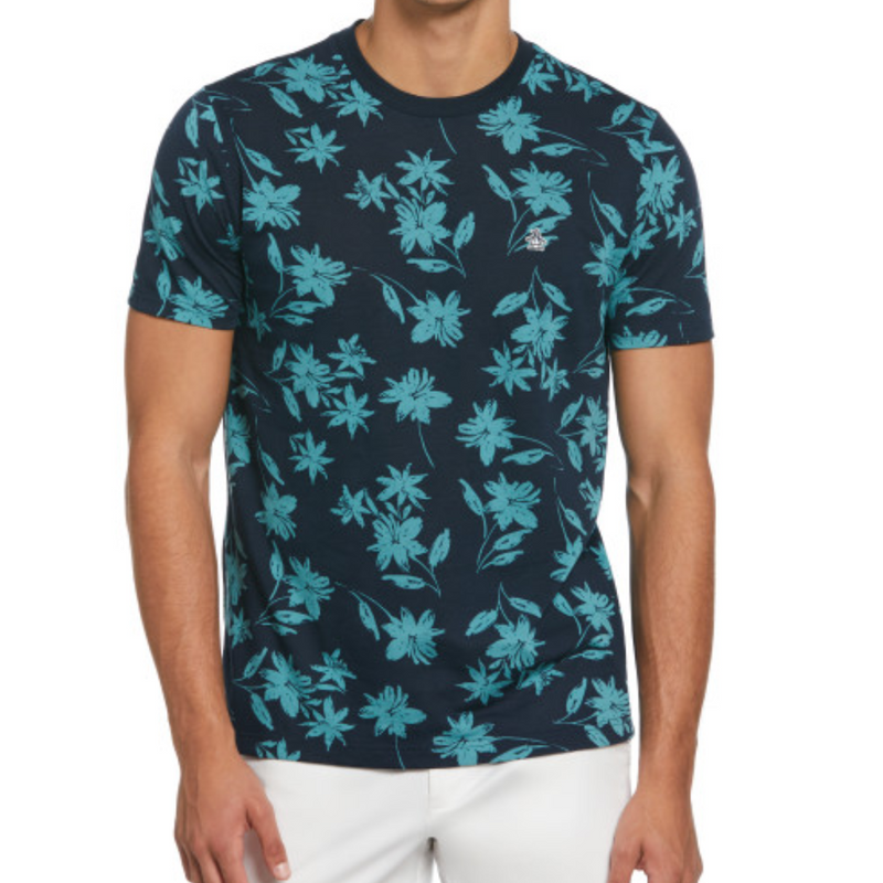 Camiseta aop floral azul marino