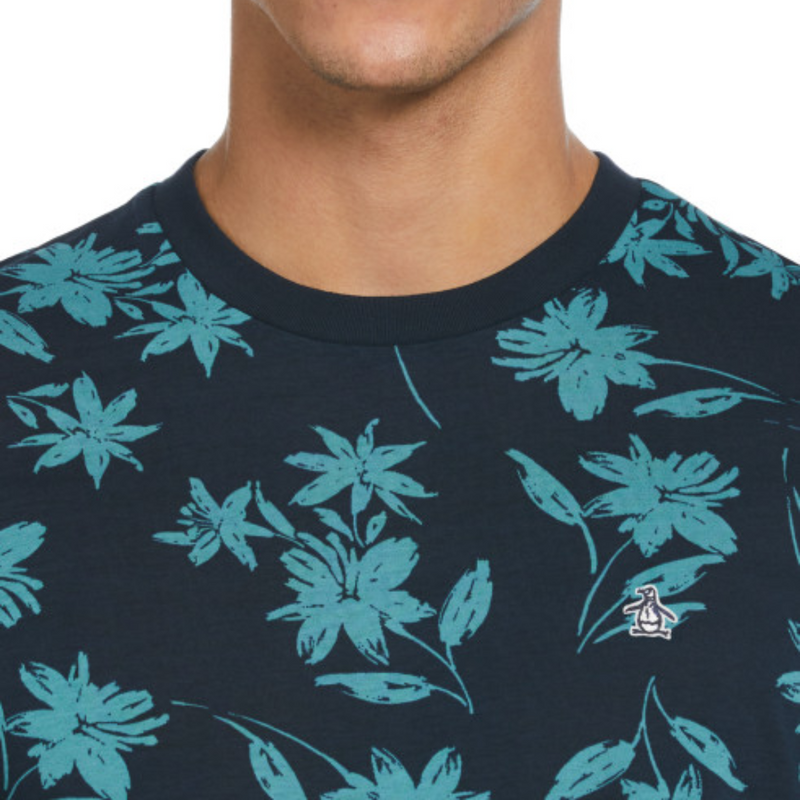 Camiseta aop floral azul marino