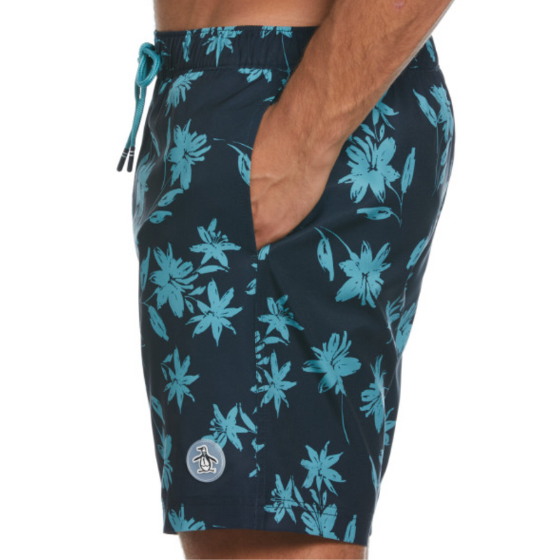 Bañador volley reciclado Aop floral azul marino