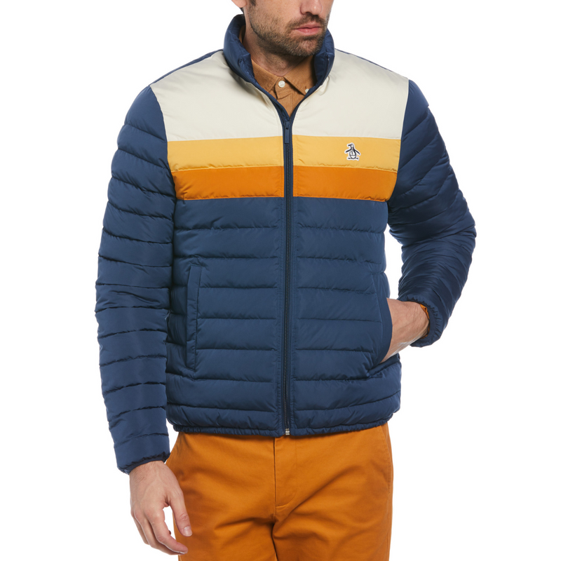 Chaqueta puffer ligera polyfill colorblock azul