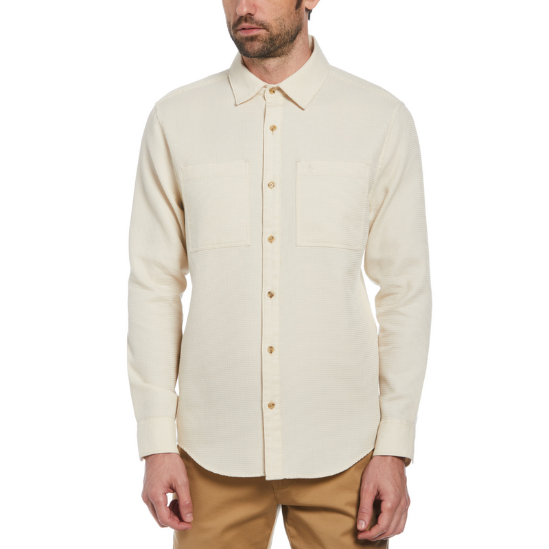 Camisa manga larga rec waffle beige