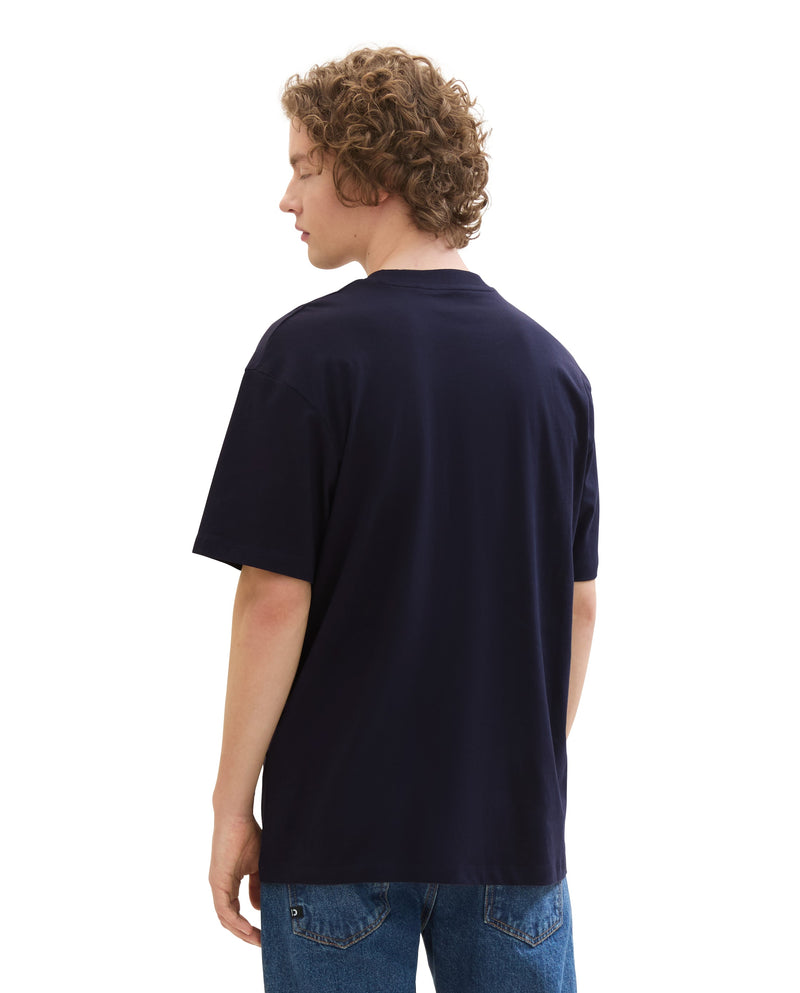 Camiseta de hombre de manga corta con logo azul marino