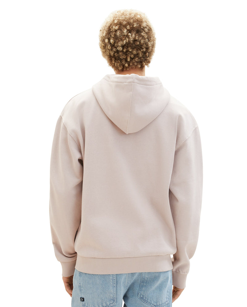 Sudadera de hombre con capucha y cremallera crema