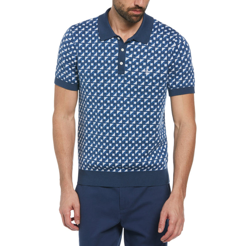 Polo Ao jacquard azul