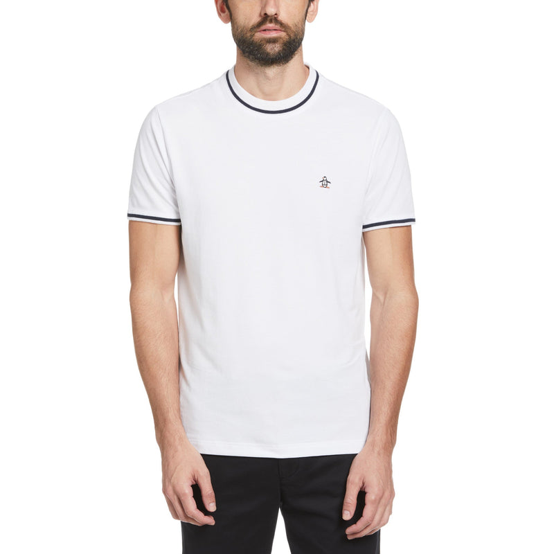 Camiseta de algodón orgánico rib tip blanco