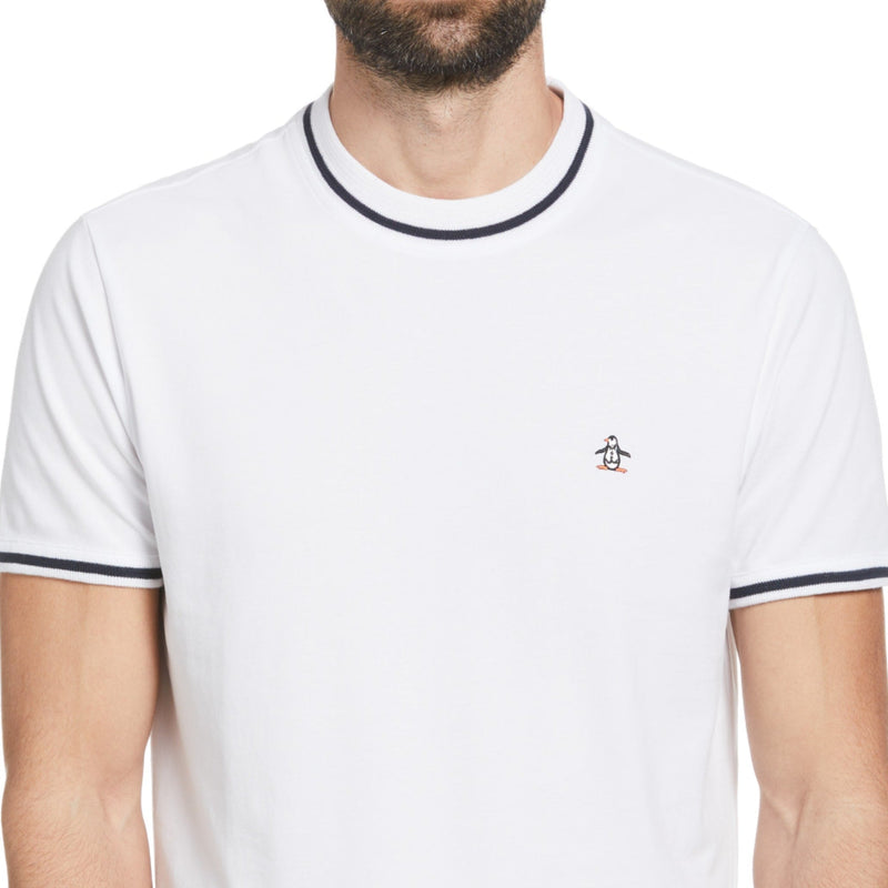 Camiseta de algodón orgánico rib tip blanco