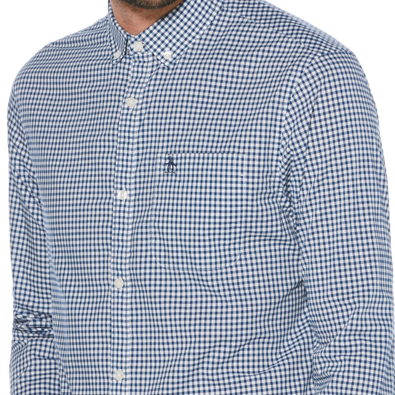 Camisa ML Gingham Stretch azul