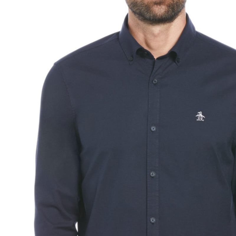 Camisa manga larga Oxford Stretch azul marino