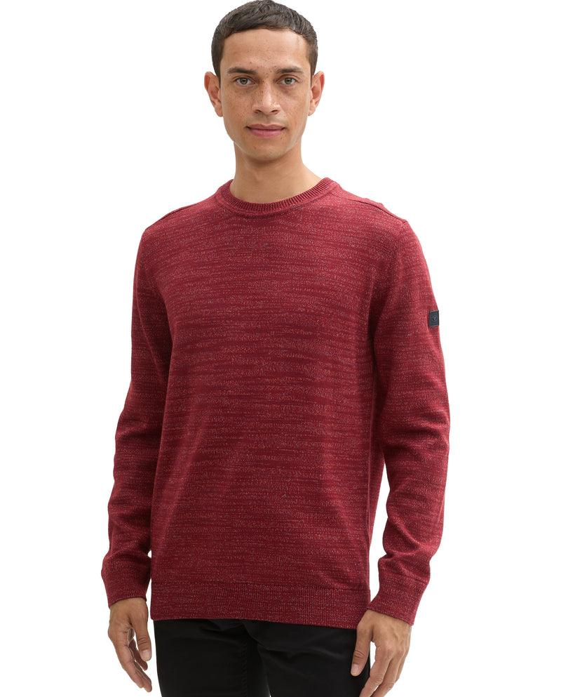 Jersey de hombre en microestampado con cuello redondo rojo