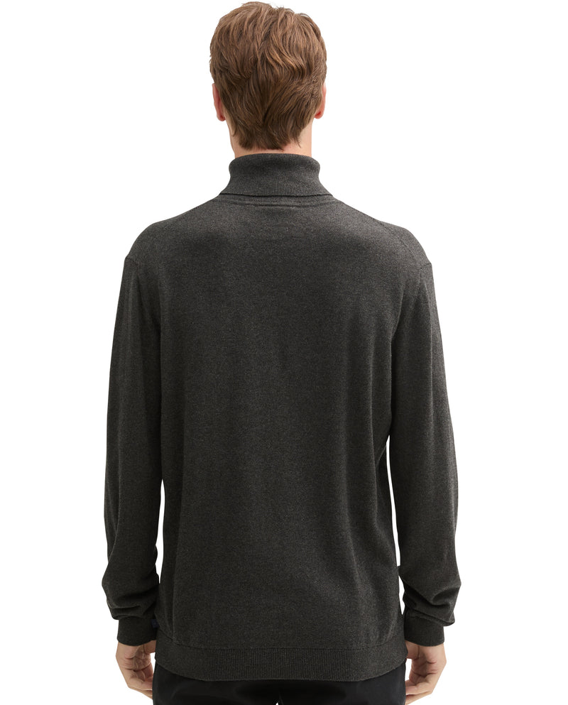 Jersey de hombre liso con cuello alto gris oscuro