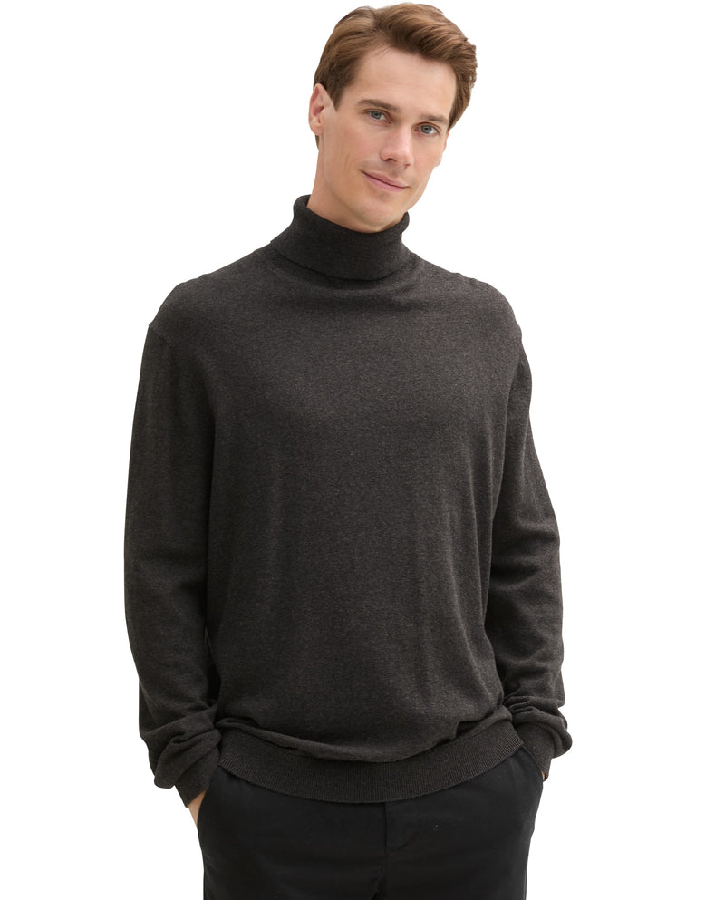 Jersey de hombre liso con cuello alto gris oscuro