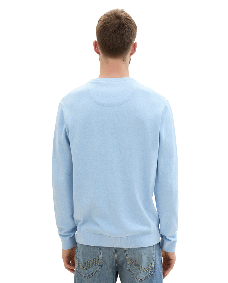 Jersey de hombre con cuello redondo azul claro