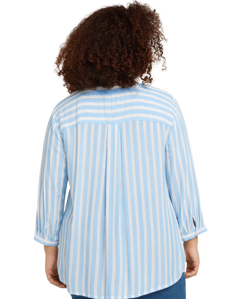 Blusa de mujer a rayas y mangas francesa azul claro